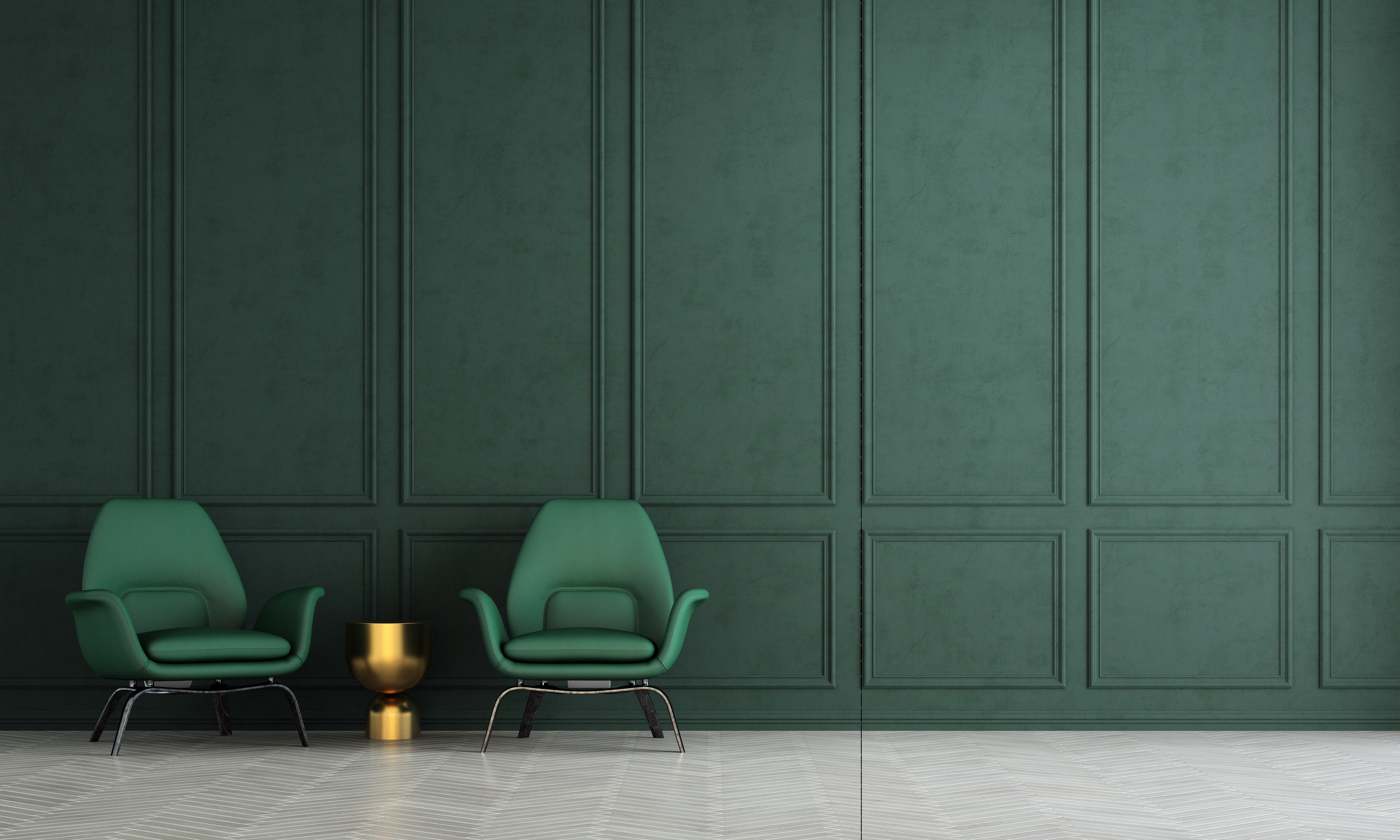 Modern luxury interior living room design and green texture wall background
