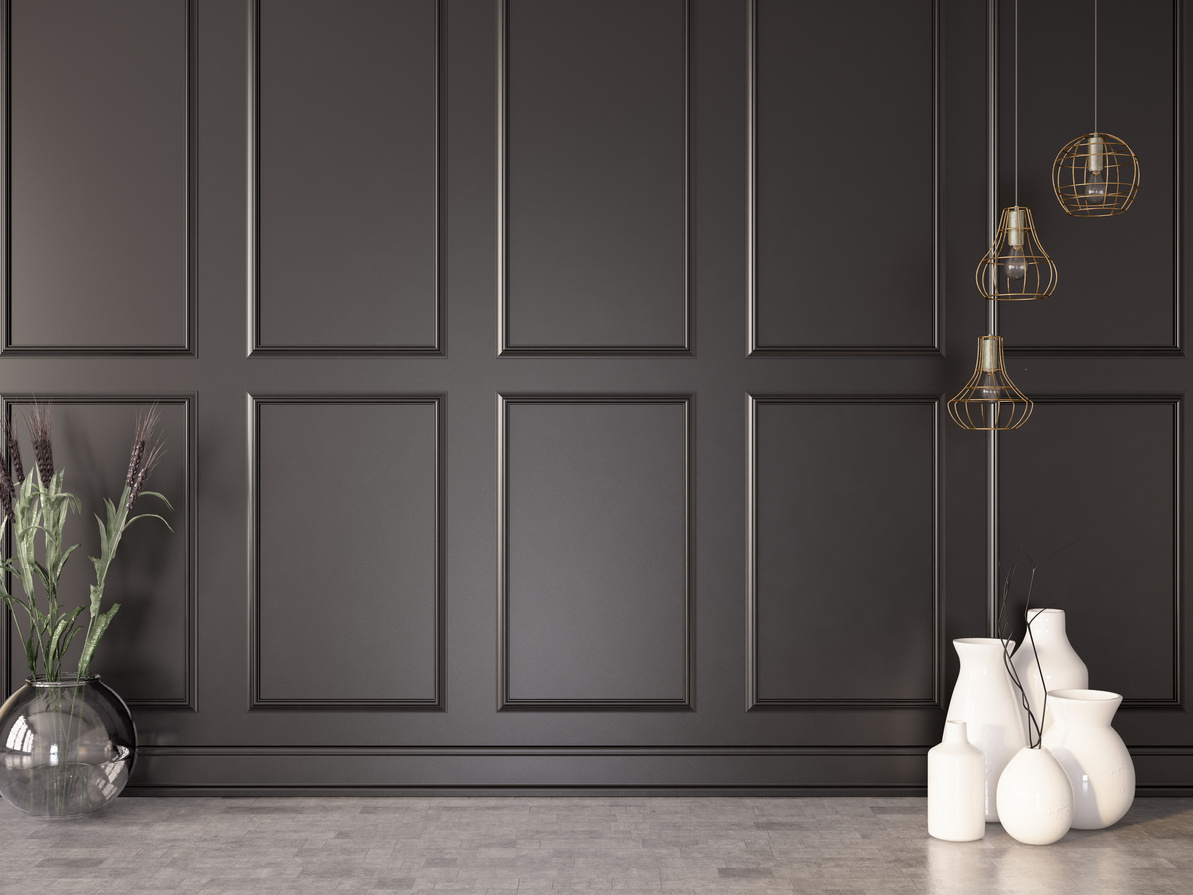 Vases and Lamps Against the Black Wall