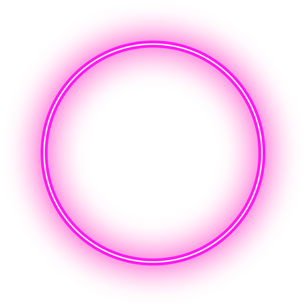 Neon circle ring glowing in pink light